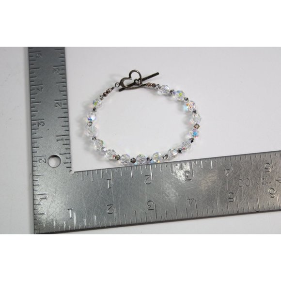 Aurora Borealis Beaded Necklace Clear .925 Clasp 88053 - Picture 3 of 5